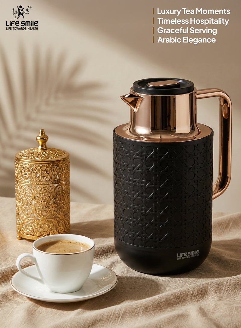Life Smile Lifesmile 1L Vacuum Flask with Pure Pink Glass Inner | Compact Countertop Tea & Coffee Server - Image 3
